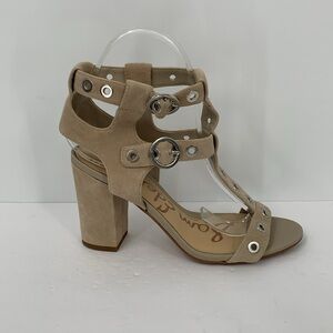 Sam Edelman Eyda strappy gladiator sandal shoe tan suede t-strap brown women 6.5